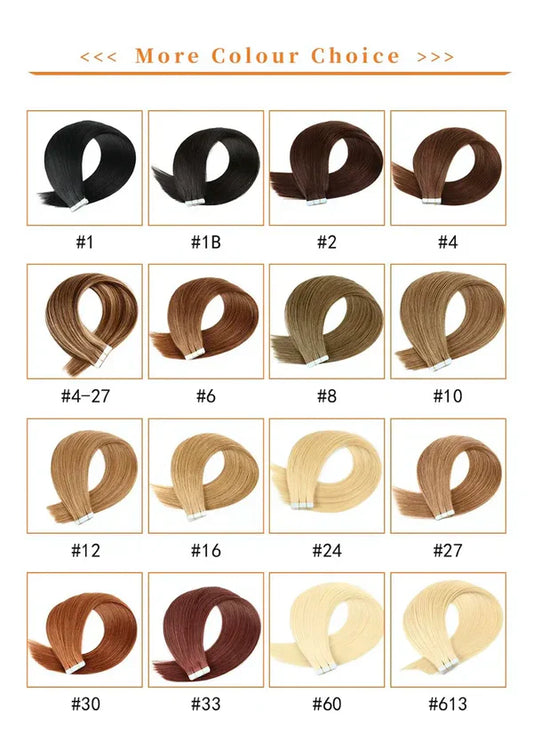 Goopatch Seamless Injected Hand-Tied Invisible Tape In Hair Extension -- 100% VIRGIN HUMAN HAIR / 10 PCS