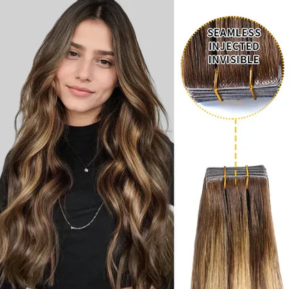 Goopatch Seamless Injected Hand-Tied Invisible Tape In Hair Extension -- 100% VIRGIN HUMAN HAIR / 10 PCS