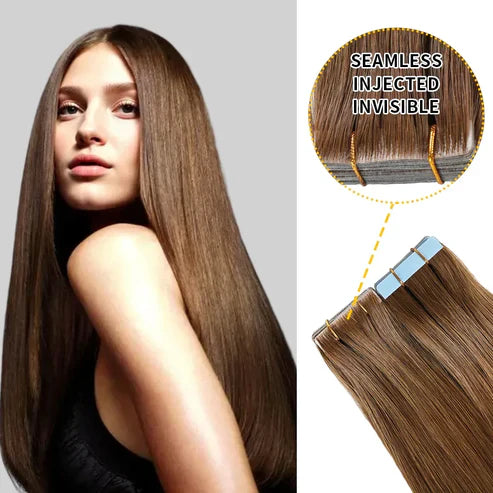 Goopatch Seamless Injected Hand-Tied Invisible Tape In Hair Extension -- 100% VIRGIN HUMAN HAIR / 10 PCS