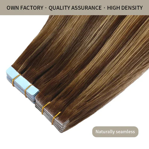 Goopatch Seamless Injected Hand-Tied Invisible Tape In Hair Extension -- 100% VIRGIN HUMAN HAIR / 10 PCS